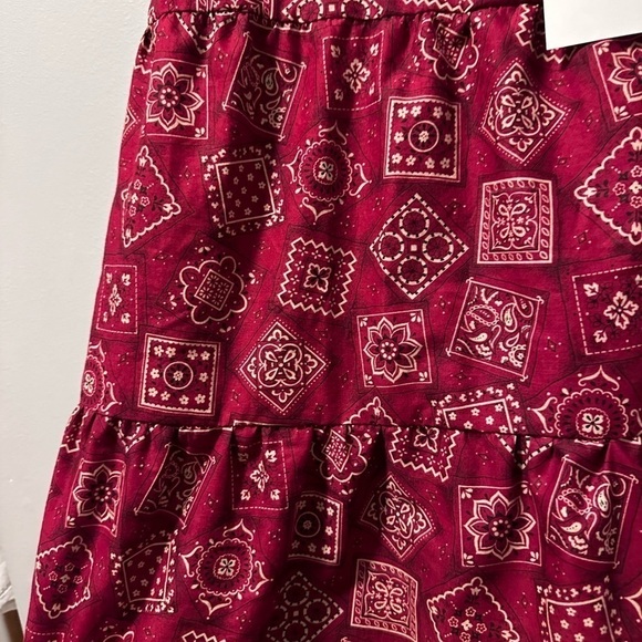 Tiered skirt handmade western cowboy red white adjustable - Picture 4 of 5